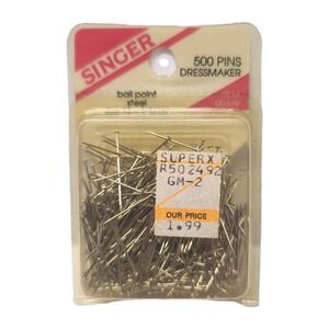 Singer Ball Point Steel 500 Dressmaker Pins Sewing Machine Item 00349 Vintage